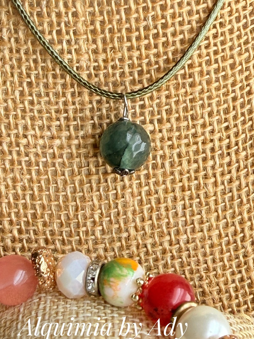 Untreated emerald Green Stone Pendant Necklace